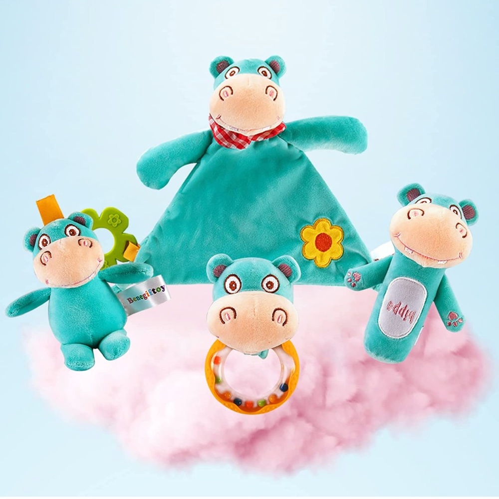Benegiftoy 4 PCS Soft Baby Rattle for Newborns,Rattle Shaker Set for Infants